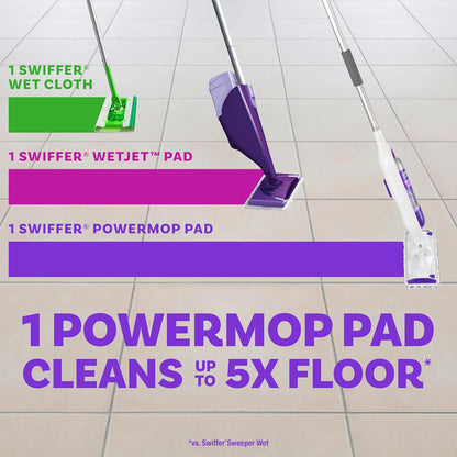 Powermop Multi-Surface Mop Kit for Floor Cleaning, Includes Powermop, 2 Mopping Pad Refills, 1 Cleaning Solution with Fresh Scent and 2 Batteries