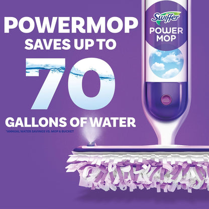 Powermop Multi-Surface Mop Kit for Floor Cleaning, Includes Powermop, 2 Mopping Pad Refills, 1 Cleaning Solution with Fresh Scent and 2 Batteries